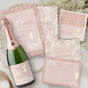 Pearls & Prosecco Blush Bridal Shower Recipe  Enclosure Card