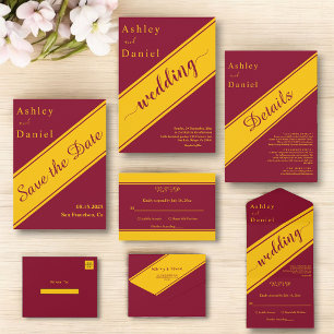 Elegant Modern Burgundy And Gold Luxury Wedding Invitation