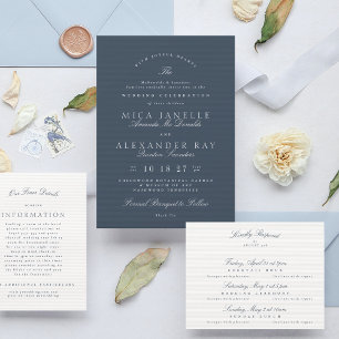 Navy Blue Elegant Calligraphy multi-event RSVP Card