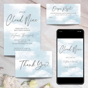 Cloud nine baby shower grey dusty blue napkin