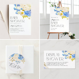 Blue and White Hydrangeas QR Code Registry Enclosure Card