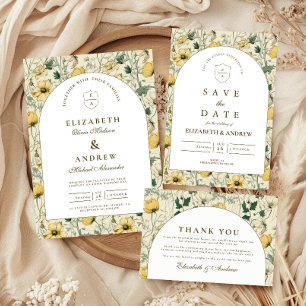 Elegant Wildflower Arch Minimal Wedding Invitation