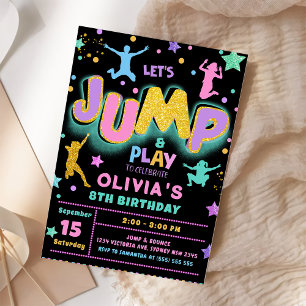 Jump Trampoline Birthday Party Photo Invitation