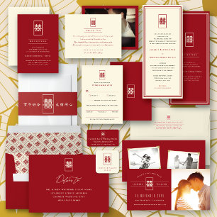 Simple Rectangle Double Happiness Chinese Wedding Envelope