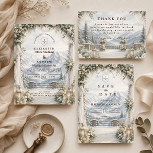 Rustic Mountain Winter Wedding Invitation