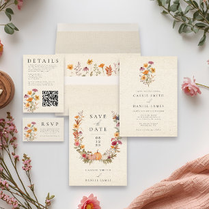 Fall Wildflower Garden Botanical Wedding Napkin
