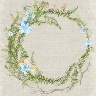 Rustic Summer Fern Wreath Butterfly Wedding Invita Invitation