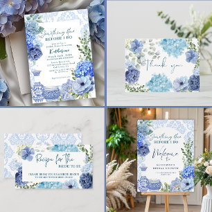 Something blue before i do hydrangea bridal shower classic round sticker