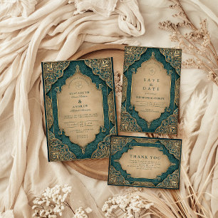 Emerald Gold Islamic Wedding Invitation