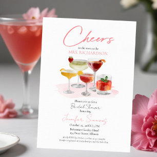 Stock The Bar Watercolor Cocktails Bridal Shower  Invitation