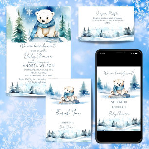 Polar bear winter bearly wait baby shower template napkin
