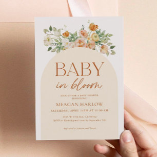 Spring Boho Floral Girl Baby Shower Invitation
