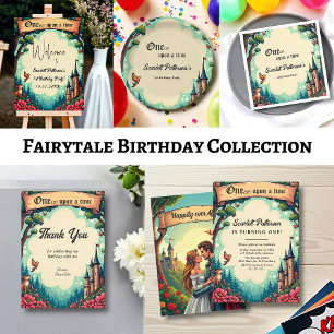 Woodland Enchanted Forest Fairytale 1st Birthday Invitation