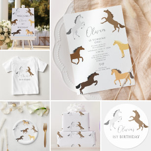 Rustic Horse Cowgirl Pink Birthday Party Invitation