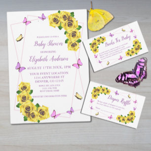 Little Butterfly Baby Shower Books For Baby Enclosure Card