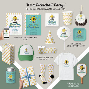 Pickleball Party Funny Pickleball Cartoon Mascot Invitation
