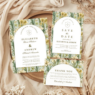 Sage Green Floral Arch Wedding Invitation