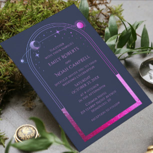 Mystical Blue Purple Celestial Bridal Shower Invitation