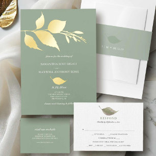 Simple Green Leaves Save The Date Classic Round Sticker