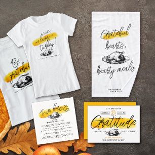 Modern Script Retro Turkey Grateful Thanksgiving   Hand Towel