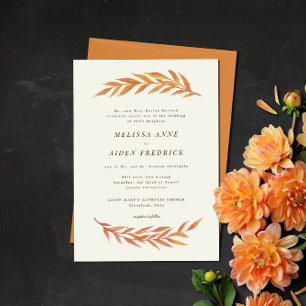 Simple Branch Formal Wording Fall Wedding All In One Invitation