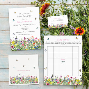Bohemian Summer Wildflower Baby Shower Invitation