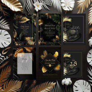 Black and Gold Tropical Wedding Save The Date