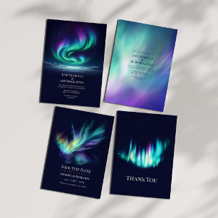 Northern Lights Aurora Borealis Celestial Wedding Save The Date