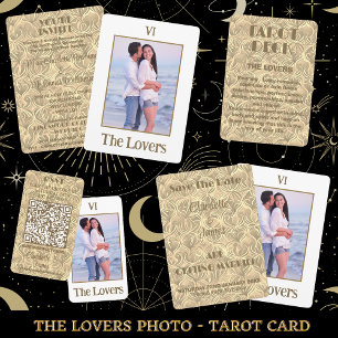The Lovers Tarot Gold Photo Wedding Invitation