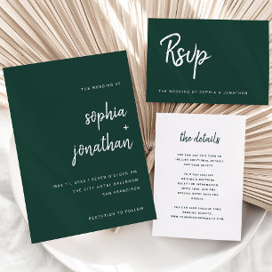 Modern Script Emerald Green   Wedding Meal Choice RSVP Card