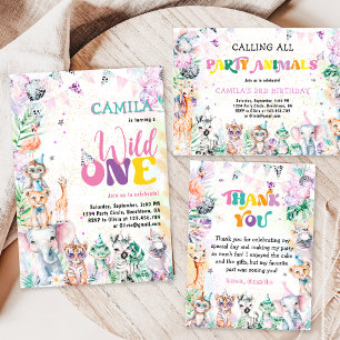 Party Animal Safari Wild Animals Girl Birthday  Invitation