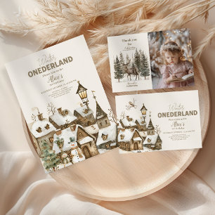 Boho Winter Onederland Birthday Invitation