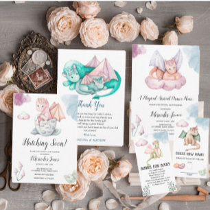 Girl Pink Hatching Dragon Hatching Soon Invitation