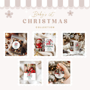 Photo Candy Cane Baby 1st Christmas Holiday Card