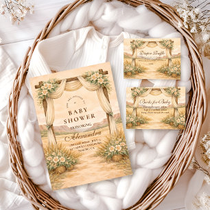 Western Desert Floral Arch Baby Shower Invitation