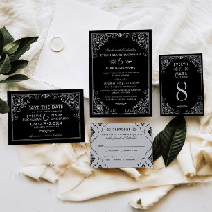 Vintage Black and Silver Art Deco Wedding Save The Date