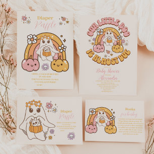 Retro Groovy Halloween Little Boo Baby Shower Invitation