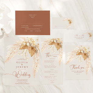  Boho Terracotta Dried Flowers and Pampas Grass Postcard