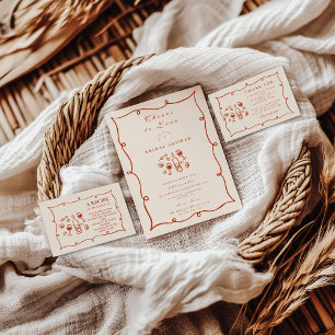 Blush Italian Wine Bridal Shower Thank You Card