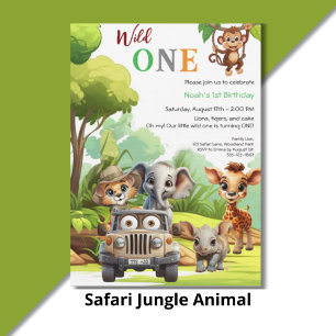 Wild One Jungle Safari Birthday Banner – 1st Birth Poster