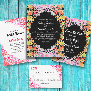 Elegant Colourful Roses Botanical Floral Wedding Invitation