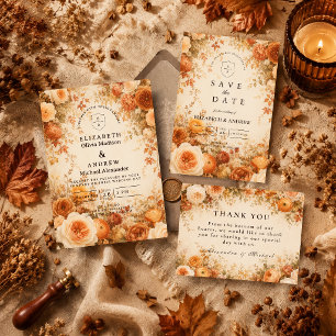 Elegant Autumn Floral Wedding RSVP Card