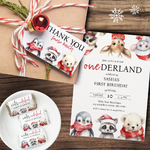 Winter Onederland 1st birthday Animals  Invitation
