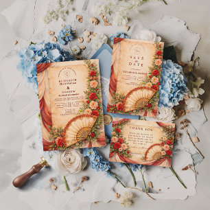 Spanish Fan Romance Wedding Invitation