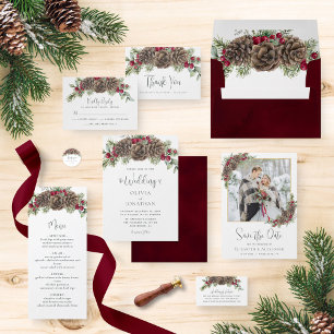 Watercolor Botanical Christmas Wedding Thank You Classic Round Sticker