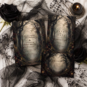 Gothic Dark Woodland Wedding Thank You Card