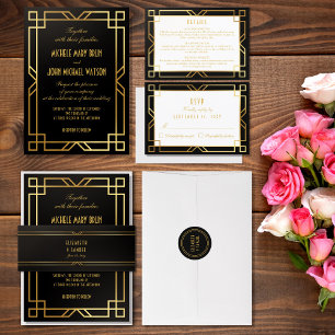 Simple Minimalist Modern Names Gold Black Wedding Classic Round Sticker