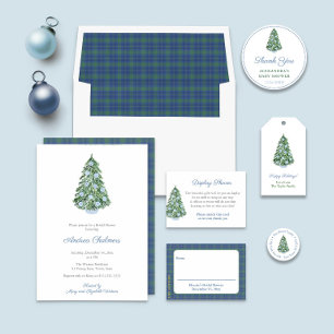 Elegant Hand Painted Holidays Tree Bridal Shower Invitation