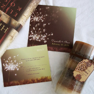 Jewelled Dandelions Rural Wedding Invitation