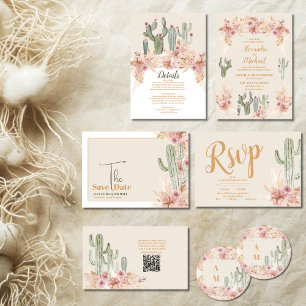 QR Code Boho Desert Cactus Wedding Enclosure Card